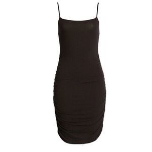 Women’s Crunch Side Black Dress Ribbed Cami L